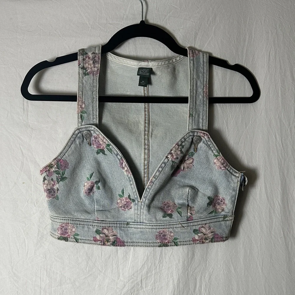 Wild Fable Floral Denim Crop Top